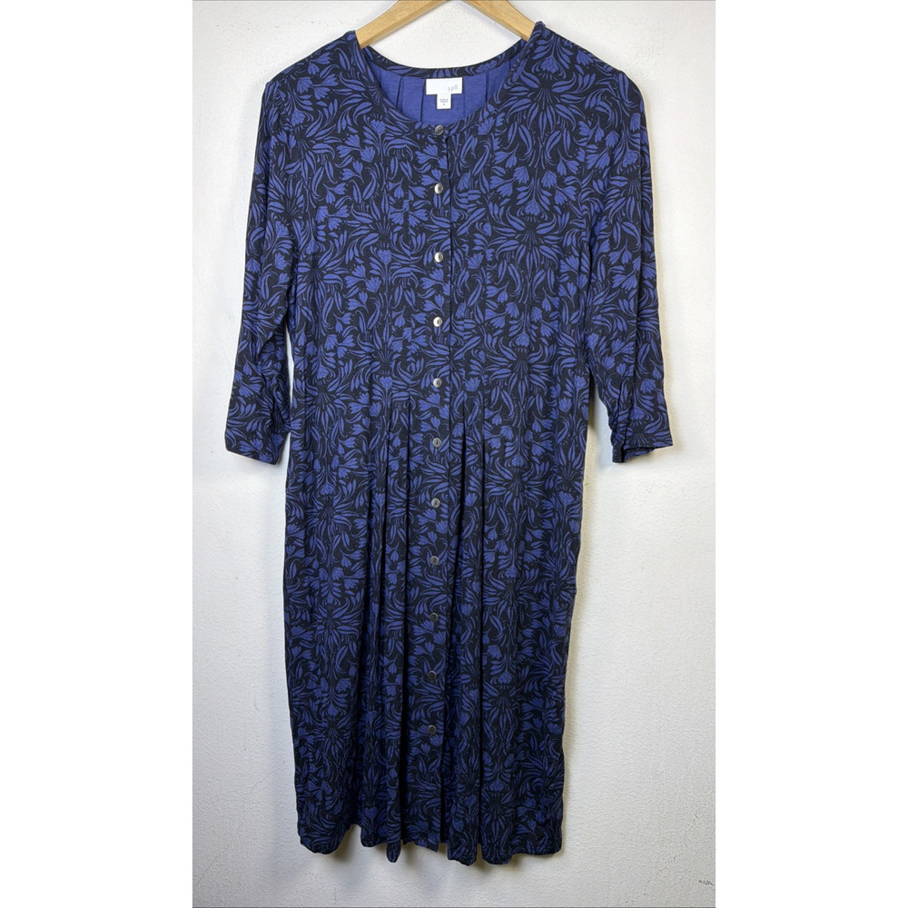 J Jill Floral Print Dress Pullover Knit Women’s medium Pockets cottagecore farm